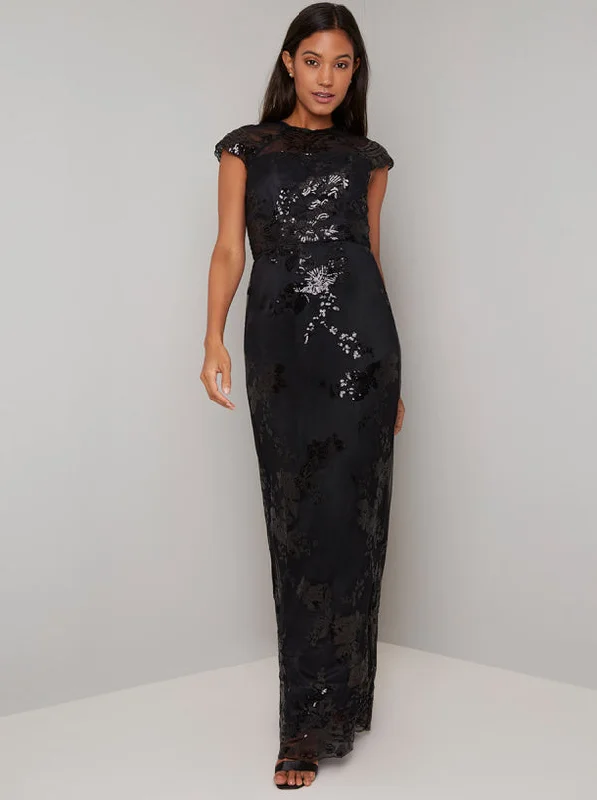 Sheath Women Dress with a Tailored Fit for a Professional LookBlack Sequin Embellished Fish Tail Maxi Dress Sheath Women Dress with a Tailored Fit for a Professional LookBlack Sequin Embellished Fish Tail Maxi Dress