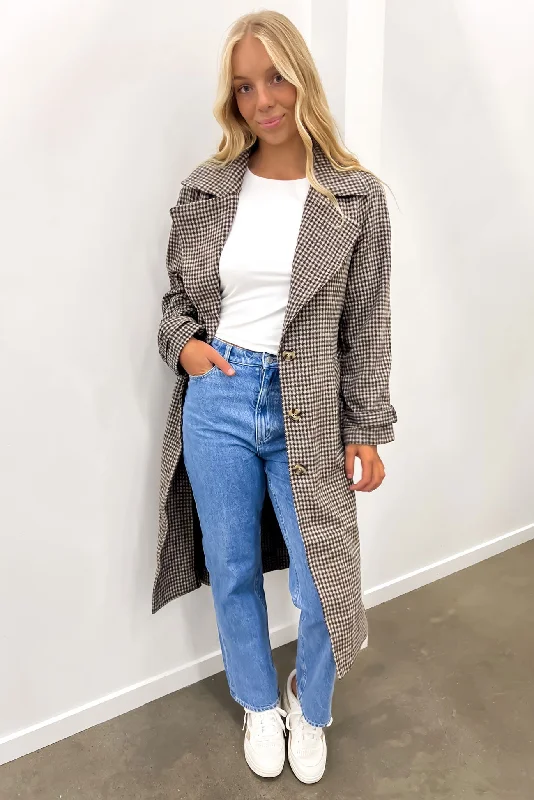 Women's long - line cardigan jackets in a soft knit for a cozy and elegant lookBrodie Trench Check