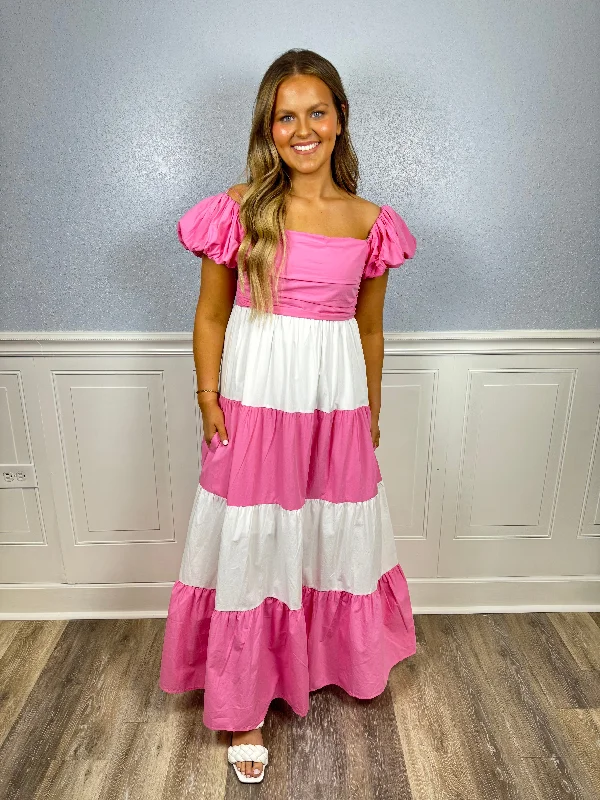 Backless Women Dress for a Sexy and Alluring Look at Evening EventsPink & white stripe maxi Backless Women Dress for a Sexy and Alluring Look at Evening EventsPink & white stripe maxi
