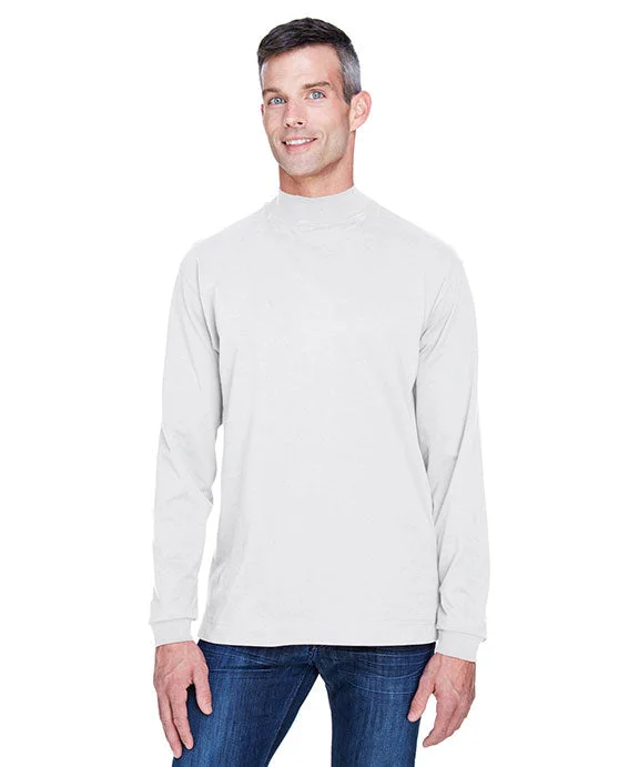 Women's cropped sweatshirt with a lace - trimmed hem for a romantic lookD420 - Devon & Jones Adult Sueded Cotton Jersey Mock Turtleneck | White Women's cropped sweatshirt with a lace - trimmed hem for a romantic lookD420 - Devon & Jones Adult Sueded Cotton Jersey Mock Turtleneck | White