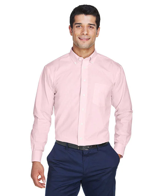 Women's sweatshirt with a mesh panel insert for breathability during workoutsD630 - Devon & Jones Mens Crown Woven Collection™ Solid Oxford | Pink Women's sweatshirt with a mesh panel insert for breathability during workoutsD630 - Devon & Jones Mens Crown Woven Collection™ Solid Oxford | Pink