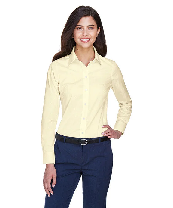 Women's zip - up sweatshirt in pastel blue for a soft and stylish outfitD630W - Devon & Jones Ladies Crown Woven Collection™ Solid Oxford | Transparent Yellow Women's zip - up sweatshirt in pastel blue for a soft and stylish outfitD630W - Devon & Jones Ladies Crown Woven Collection™ Solid Oxford | Transparent Yellow