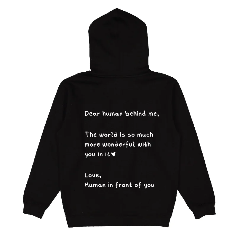 Women's sweatshirt with a mesh panel insert for breathability during workoutsDear Human Behind Me Hoodie Women's sweatshirt with a mesh panel insert for breathability during workoutsDear Human Behind Me Hoodie
