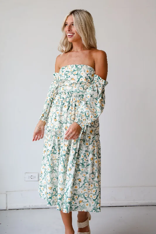 Long - Sleeve Women Dress in Velvet for a Luxurious Winter LookFINAL SALE - Delightful Aspect Sage Floral Off-The-Shoulder Midi Dress Long - Sleeve Women Dress in Velvet for a Luxurious Winter LookFINAL SALE - Delightful Aspect Sage Floral Off-The-Shoulder Midi Dress