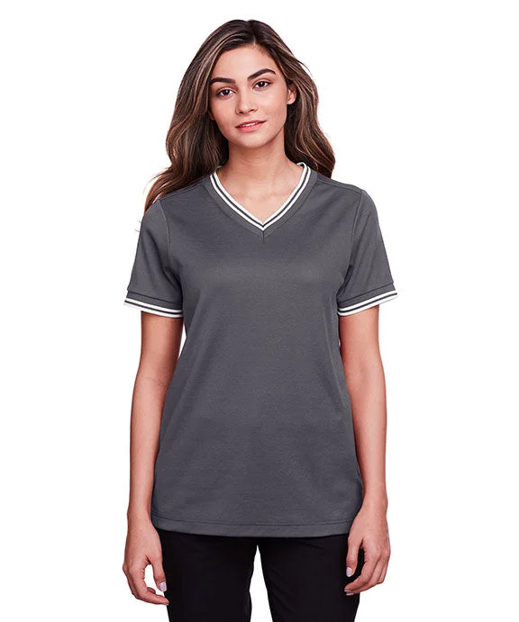 Women's zip - up sweatshirt in pastel blue for a soft and stylish outfitDG20CW - Devon & Jones CrownLux Performance® Ladies Plaited Tipped V-Neck Top | Graphite/White Women's zip - up sweatshirt in pastel blue for a soft and stylish outfitDG20CW - Devon & Jones CrownLux Performance® Ladies Plaited Tipped V-Neck Top | Graphite/White