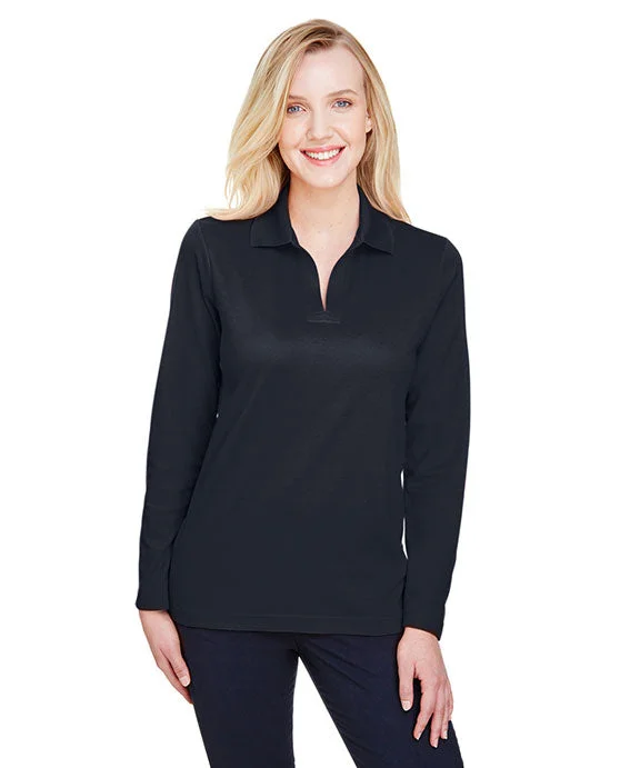 Women's color - block hoodie combining bold hues for a fashion - forward statementDG20LW - Devon & Jones CrownLux Performance® Ladies Plaited Long Sleeve Polo Shirt Women's color - block hoodie combining bold hues for a fashion - forward statementDG20LW - Devon & Jones CrownLux Performance® Ladies Plaited Long Sleeve Polo Shirt