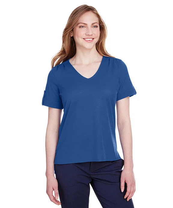 Women's long - sleeve cropped sweatshirt with ribbed cuffs for a snug fitDG20WB - Devon & Jones Ladies CrownLux Performance™ Plaited Rolled-Sleeve Top | True Royal Women's long - sleeve cropped sweatshirt with ribbed cuffs for a snug fitDG20WB - Devon & Jones Ladies CrownLux Performance™ Plaited Rolled-Sleeve Top | True Royal