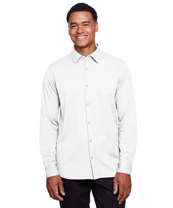 Women's hoodie with a glittery print for a glamorous and sparkly appearanceDG20Z - Devon & Jones Mens CrownLux Performance™ Plaited Button-Down Shirt | White