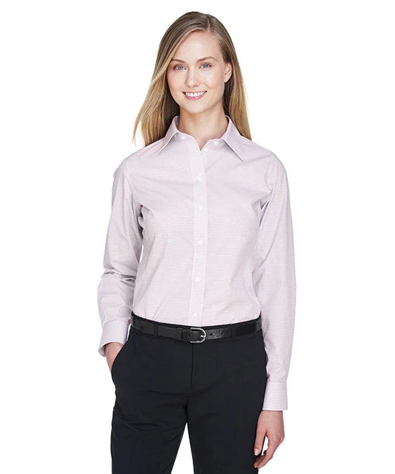 Women's zip - up sweatshirt in pastel blue for a soft and stylish outfitDG510W - Devon & Jones Ladies Crown Woven Collection™ Micro Tattersall Women's zip - up sweatshirt in pastel blue for a soft and stylish outfitDG510W - Devon & Jones Ladies Crown Woven Collection™ Micro Tattersall