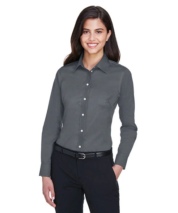 Women's cropped sweatshirt with a slogan graphic for a fun and expressive lookDG530W - Devon & Jones Ladies Crown Woven Collection™ Solid Stretch Twill | Graphite Women's cropped sweatshirt with a slogan graphic for a fun and expressive lookDG530W - Devon & Jones Ladies Crown Woven Collection™ Solid Stretch Twill | Graphite