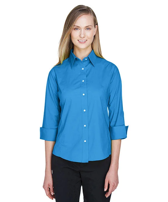 Women's tie - dye hoodie in bright colors for a retro and eye - catching styleDP625W - Devon & Jones Ladies Perfect Fit™ Three-Quarter Sleeve Stretch Poplin Blouse | French Blue Women's tie - dye hoodie in bright colors for a retro and eye - catching styleDP625W - Devon & Jones Ladies Perfect Fit™ Three-Quarter Sleeve Stretch Poplin Blouse | French Blue