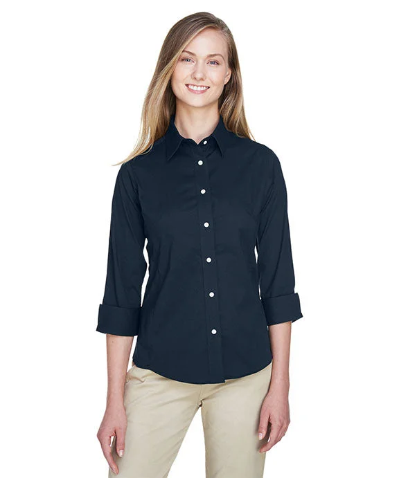 Women's long - sleeve cropped sweatshirt with ribbed cuffs for a snug fitDP625W - Devon & Jones Ladies Perfect Fit™ Three-Quarter Sleeve Stretch Poplin Blouse | Navy Women's long - sleeve cropped sweatshirt with ribbed cuffs for a snug fitDP625W - Devon & Jones Ladies Perfect Fit™ Three-Quarter Sleeve Stretch Poplin Blouse | Navy