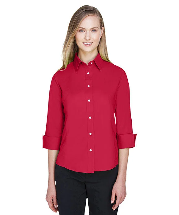 Women's graphic - printed sweatshirt featuring floral patterns for a feminine touchDP625W - Devon & Jones Ladies Perfect Fit™ Three-Quarter Sleeve Stretch Poplin Blouse | Red Women's graphic - printed sweatshirt featuring floral patterns for a feminine touchDP625W - Devon & Jones Ladies Perfect Fit™ Three-Quarter Sleeve Stretch Poplin Blouse | Red