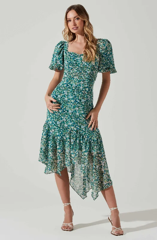 Lace - Embellished Women Dress for an Elegant and Sophisticated AppearanceFloral Short Sleeve Asymmetrical Hem Midi Dress Lace - Embellished Women Dress for an Elegant and Sophisticated AppearanceFloral Short Sleeve Asymmetrical Hem Midi Dress