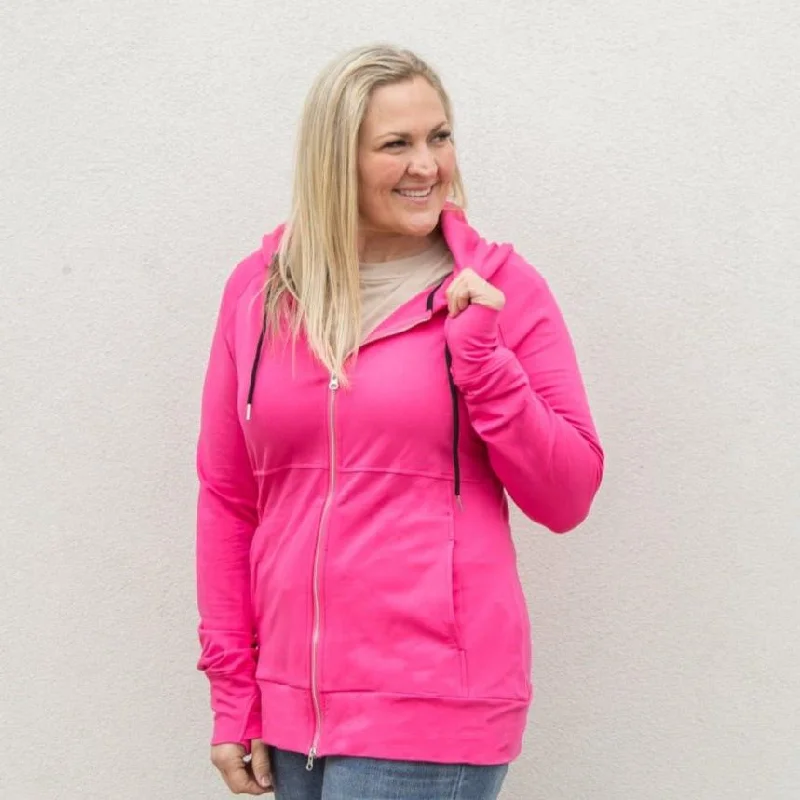 Women's hoodie with a detachable hood for customizable stylingFuchsia Full Zip