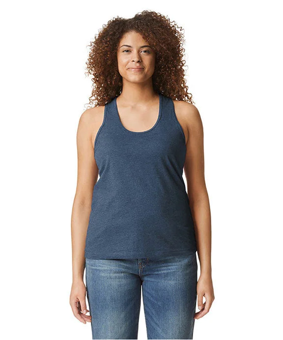 Women's cropped sweatshirt with a slogan graphic for a fun and expressive lookG672L - Gildan Ladies Softstyle CVC Racerback Tank Top | Navy Mist
