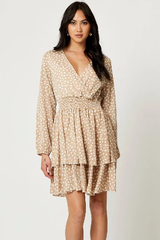 Empire Waist Women Dress to Accentuate the Bust and Conceal the WaistGeo Print Mini Skater Dress Empire Waist Women Dress to Accentuate the Bust and Conceal the WaistGeo Print Mini Skater Dress