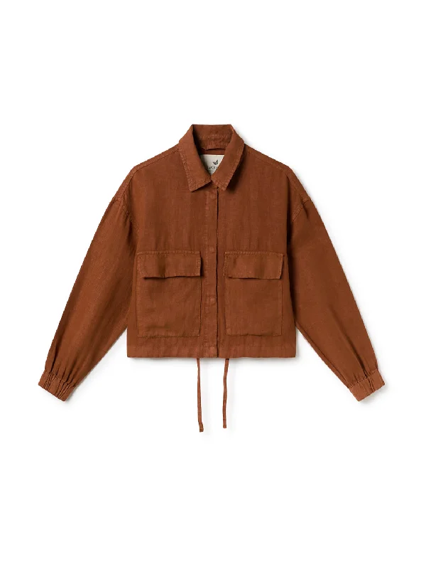 Women's cropped satin jackets in pastel shades for a glamorous evening outHiengabat - Umber Brown Women's cropped satin jackets in pastel shades for a glamorous evening outHiengabat - Umber Brown