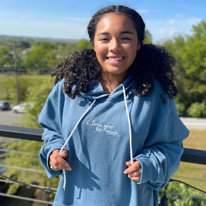 Women's fleece - lined hoodie with thumbholes for warmth in winterI Love You So Much Embroidered Giant Hoodie Women's fleece - lined hoodie with thumbholes for warmth in winterI Love You So Much Embroidered Giant Hoodie