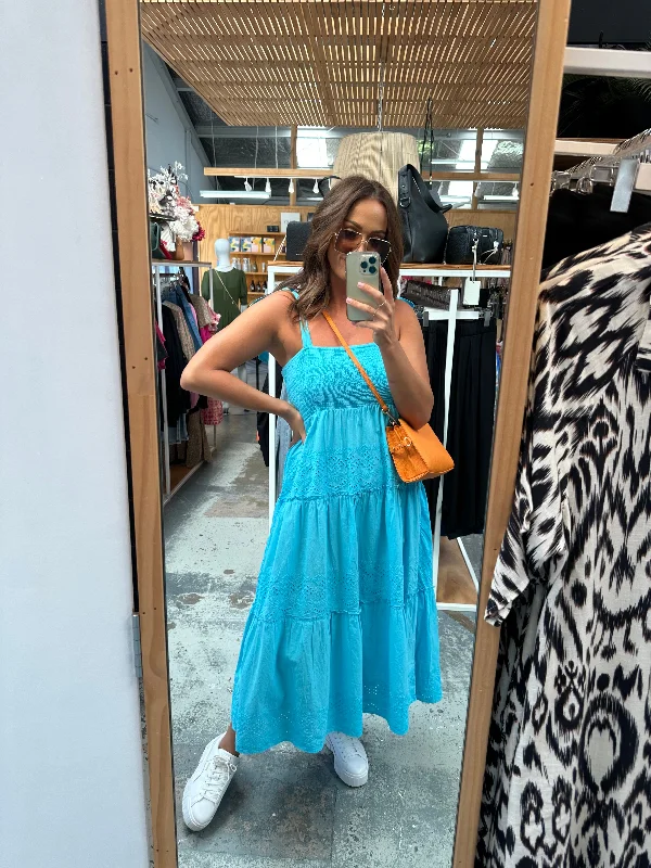 Shift Women Dress with a Simple and Classic Design for Everyday WearJoop & Gypsy Broderie Shirred Dress Aqua Shift Women Dress with a Simple and Classic Design for Everyday WearJoop & Gypsy Broderie Shirred Dress Aqua
