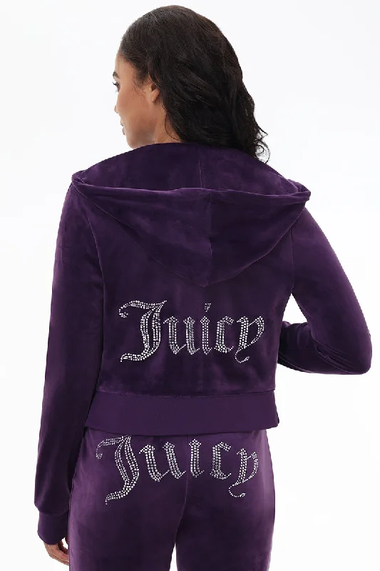 Women's oversized cropped hoodie with drawstrings for a trendy lookOG Big Bling Velour Hoodie Women's oversized cropped hoodie with drawstrings for a trendy lookOG Big Bling Velour Hoodie