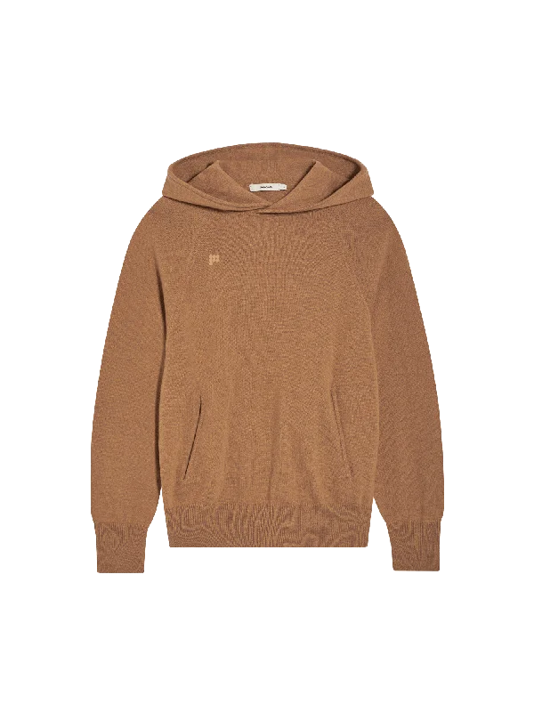 Women's color - block hoodie combining bold hues for a fashion - forward statementMens Recycled Cashmere Hoodie—camel Women's color - block hoodie combining bold hues for a fashion - forward statementMens Recycled Cashmere Hoodie—camel