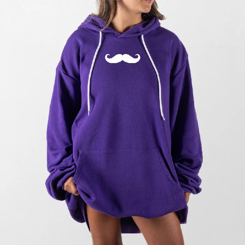 Women's hoodie with a kangaroo pocket and a pom - pom drawstring for added charmMustache Giant Hoodie Women's hoodie with a kangaroo pocket and a pom - pom drawstring for added charmMustache Giant Hoodie