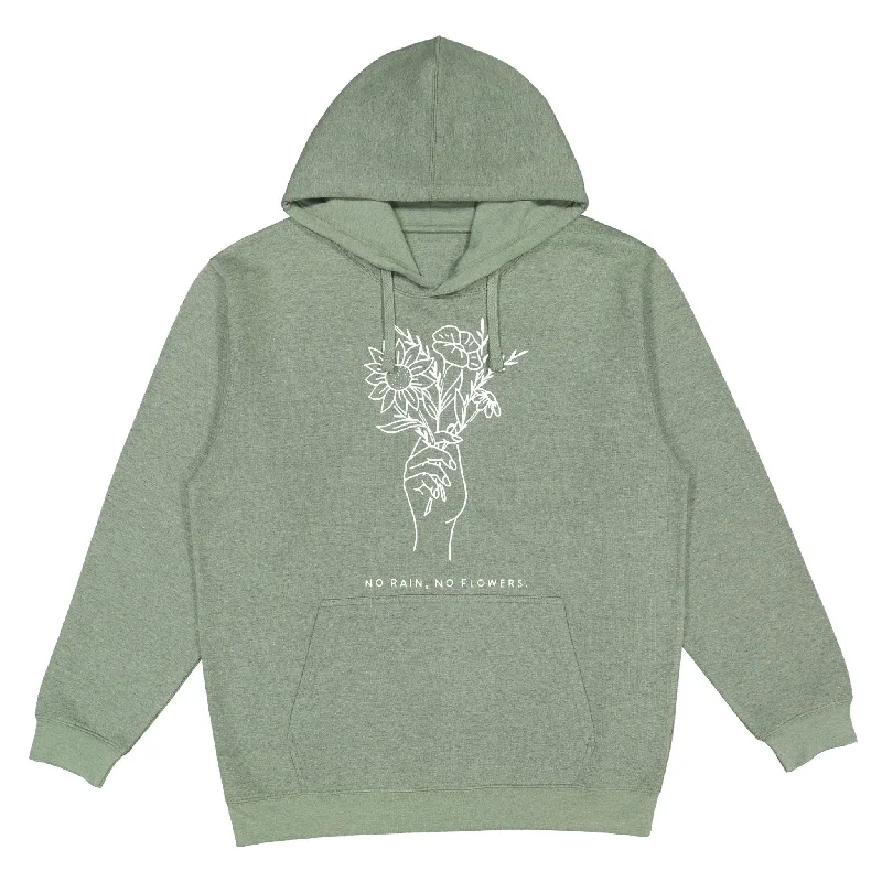 Women's cropped sweatshirt with a slogan graphic for a fun and expressive lookNo Rain No Flowers Hoodie Women's cropped sweatshirt with a slogan graphic for a fun and expressive lookNo Rain No Flowers Hoodie