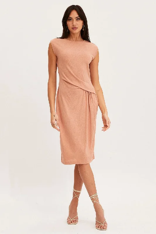 Sheath Women Dress with a Tailored Fit for a Professional LookOrange Midi Dress Short Sleeve Round Neck Sheath Women Dress with a Tailored Fit for a Professional LookOrange Midi Dress Short Sleeve Round Neck