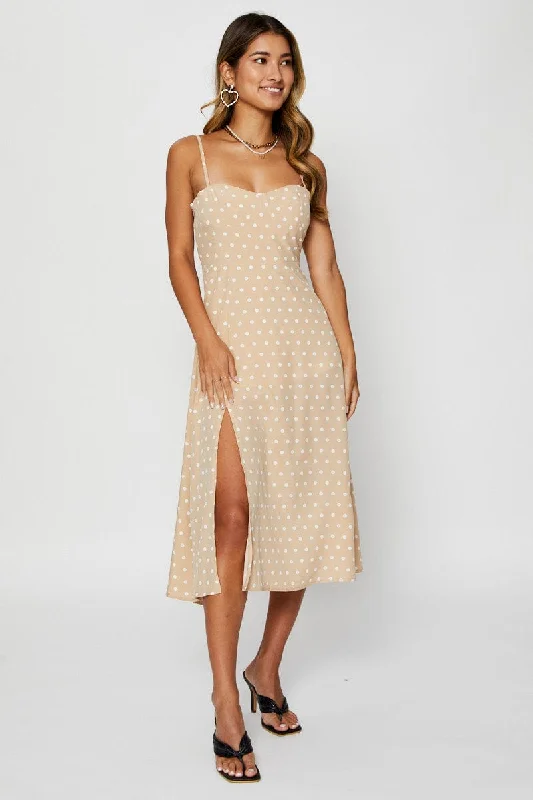 Mini Women Dress with a Short Hem for a Young and Trendy StylePolka Dot Midi Dress Sleeveless Sweetheart Neckline Mini Women Dress with a Short Hem for a Young and Trendy StylePolka Dot Midi Dress Sleeveless Sweetheart Neckline