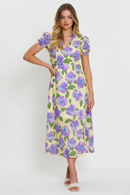 Sleeveless Women Dress in Bright Colors for Summer PartiesPrint A Line Dress Maxi