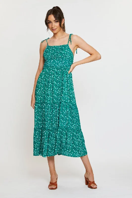 Ruffled Women Dress with Multiple Layers for a Playful and Girly StylePrint A Line Dress Sleeveless Ruffled Women Dress with Multiple Layers for a Playful and Girly StylePrint A Line Dress Sleeveless