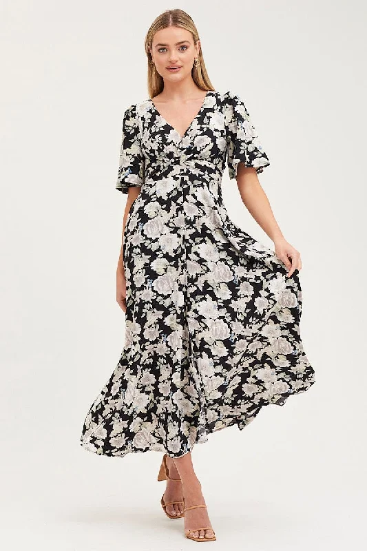 Mini Women Dress with a Short Hem for a Young and Trendy StylePrint Dress Short Sleeve Maxi V Neck Polyester Mini Women Dress with a Short Hem for a Young and Trendy StylePrint Dress Short Sleeve Maxi V Neck Polyester