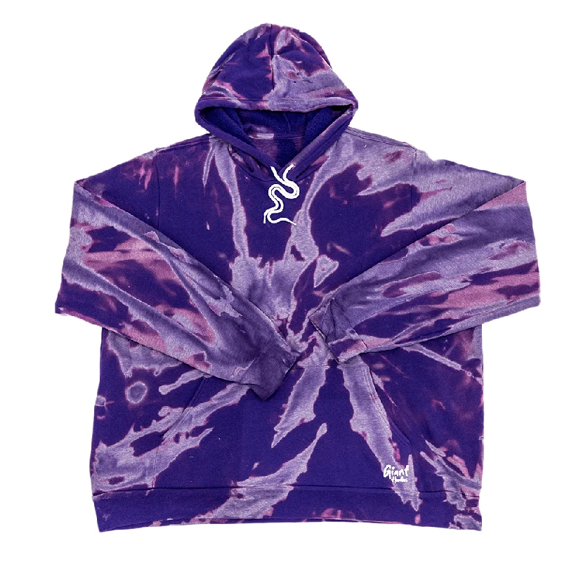 Women's hoodie with a kangaroo pocket and a pom - pom drawstring for added charmPurple Bleach Giant Hoodie Women's hoodie with a kangaroo pocket and a pom - pom drawstring for added charmPurple Bleach Giant Hoodie