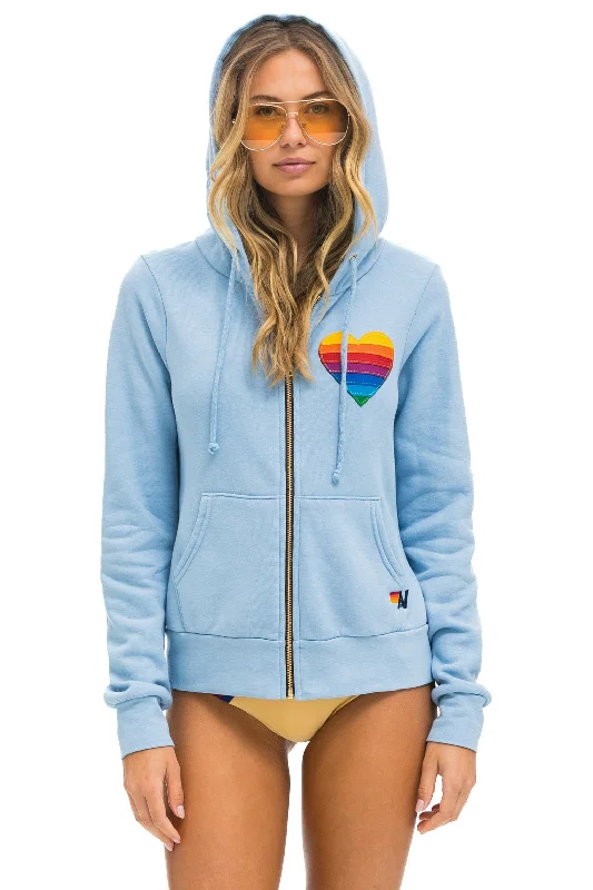 Women's sweatshirt with a mesh panel insert for breathability during workoutsRAINBOW HEART STITCH ZIP HOODIE - ICE Women's sweatshirt with a mesh panel insert for breathability during workoutsRAINBOW HEART STITCH ZIP HOODIE - ICE
