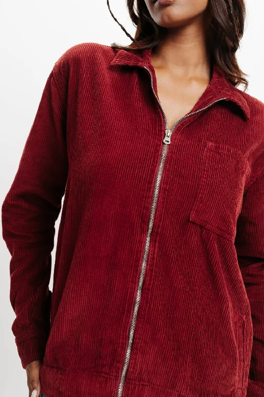 Women's military - style jackets with epaulets for a tough and fashionable appearanceRed Corduroy Jacket Women's military - style jackets with epaulets for a tough and fashionable appearanceRed Corduroy Jacket