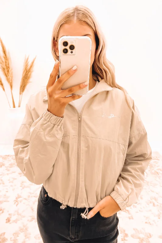 Women's cropped leather jackets with silver zippers for a punk - inspired outfitResolute Windbreaker Salt Women's cropped leather jackets with silver zippers for a punk - inspired outfitResolute Windbreaker Salt