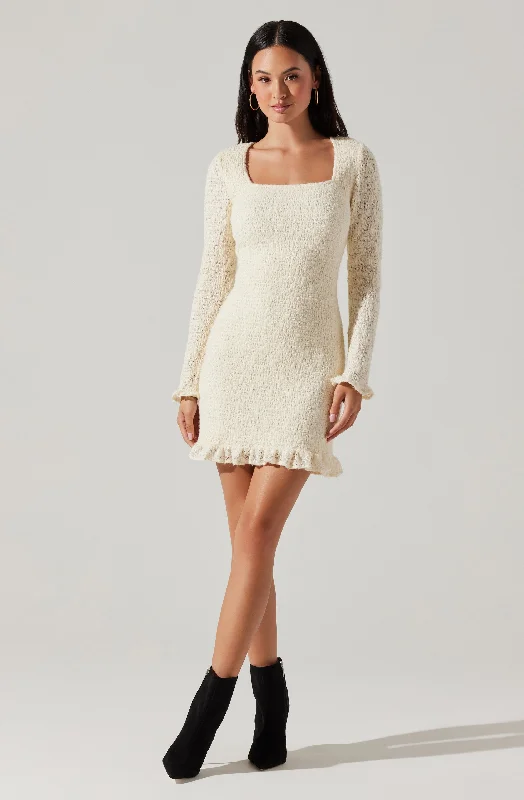 Ball Gown Women Dress with a Full Skirt for a Princess - like LookSmocked Square Neck Mini Dress