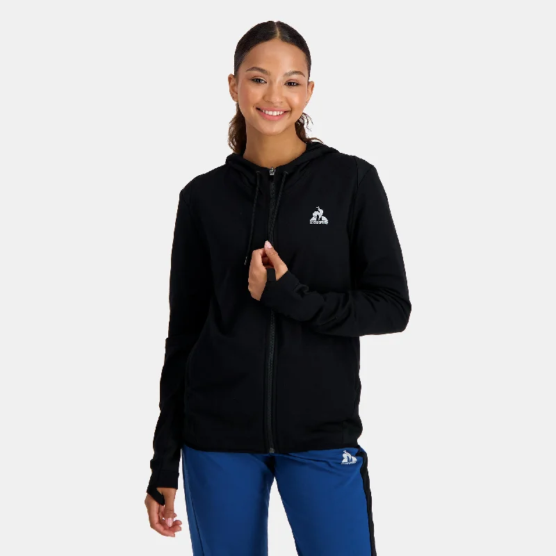 Women's hoodie with a kangaroo pocket and a pom - pom drawstring for added charm2310664-TRAINING LF FZ Hoody N°3 W black | Sweat zippé à capuche Femme Women's hoodie with a kangaroo pocket and a pom - pom drawstring for added charm2310664-TRAINING LF FZ Hoody N°3 W black | Sweat zippé à capuche Femme