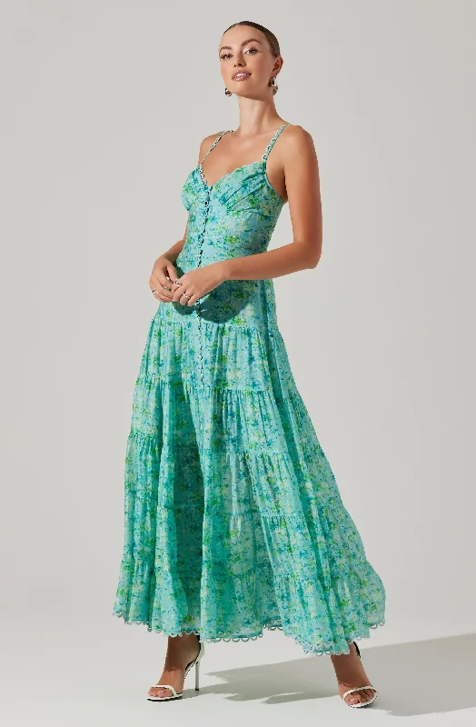 Long - Sleeve Women Dress in Velvet for a Luxurious Winter LookTazia Tiered Floral Maxi Dress Long - Sleeve Women Dress in Velvet for a Luxurious Winter LookTazia Tiered Floral Maxi Dress