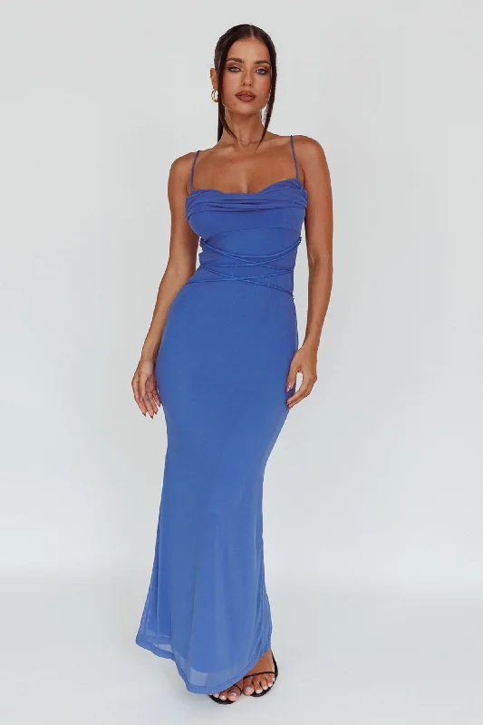 Shift Women Dress with a Simple and Classic Design for Everyday WearTeava Laced Waist Maxi Dress Blue Shift Women Dress with a Simple and Classic Design for Everyday WearTeava Laced Waist Maxi Dress Blue