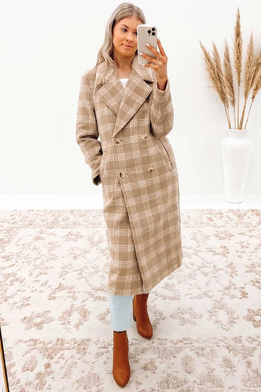 The Dreamer Coat Beige Plaid