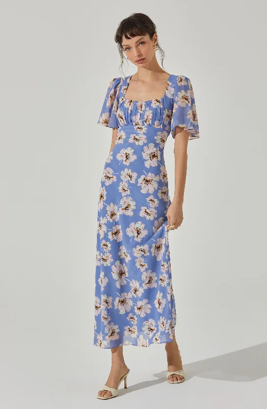Off - the - Shoulder Women Dress for a Romantic and Feminine LookTie Back Flutter Sleeve Midi Dress Off - the - Shoulder Women Dress for a Romantic and Feminine LookTie Back Flutter Sleeve Midi Dress