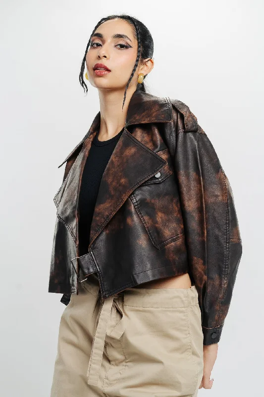 Women's long - length wool blend jackets for a warm and stylish winter lookAcid Wash Biker Jacket Women's long - length wool blend jackets for a warm and stylish winter lookAcid Wash Biker Jacket