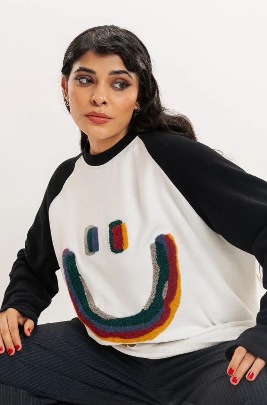 Women's cropped leather jackets with silver zippers for a punk - inspired outfitSmile Sweatshirt Women's cropped leather jackets with silver zippers for a punk - inspired outfitSmile Sweatshirt
