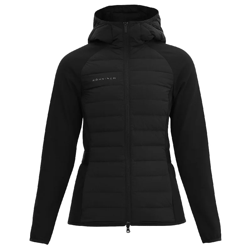 Women's bomber jackets with a holographic finish for a futuristic and eye - catching lookWomens Force Hooded Hybrid Jacket Black - AW24