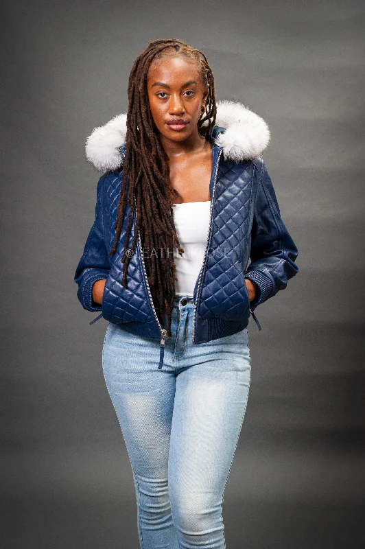 Women's pea coats in a plus - size fit for a flattering and warm winter coatWomen's Lucas Jacket With Premium Fox Fur Hood [Natural White]