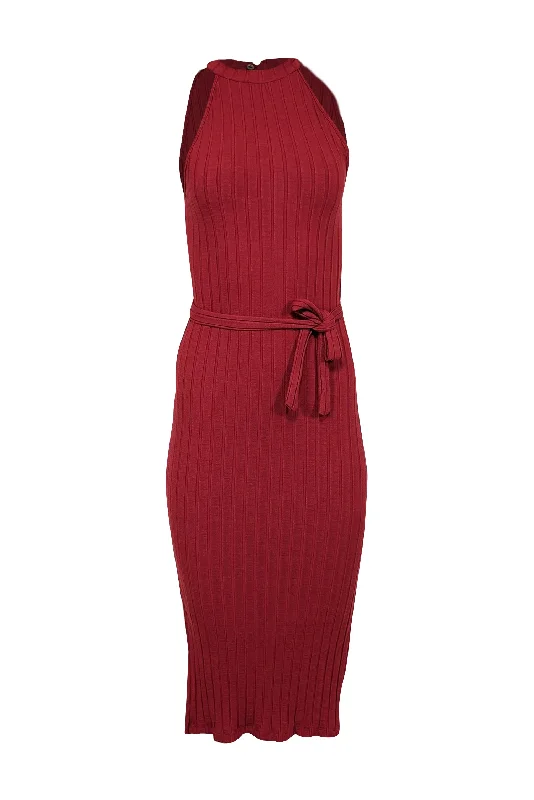Mermaid - Style Women Dress with a Fitted Silhouette for Special Occasions Mermaid - Style Women Dress with a Fitted Silhouette for Special Occasions Amour Vert - Red Sleeveless Ribbed Midi w/ Waist Tie Dress Sz XS Mermaid - Style Women Dress with a Fitted Silhouette for Special Occasions Mermaid - Style Women Dress with a Fitted Silhouette for Special Occasions Amour Vert - Red Sleeveless Ribbed Midi w/ Waist Tie Dress Sz XS