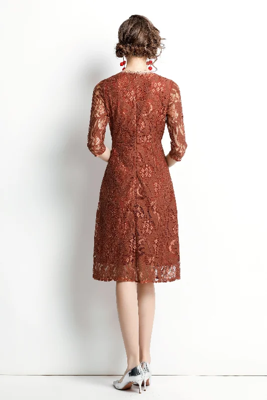 Off - the - Shoulder Women Dress for a Romantic and Feminine Look Off - the - Shoulder Women Dress for a Romantic and Feminine Look Brown Cocktail & Party A-line Crewneck Elbow Sleeve Knee Lace Dress Off - the - Shoulder Women Dress for a Romantic and Feminine Look Off - the - Shoulder Women Dress for a Romantic and Feminine Look Brown Cocktail & Party A-line Crewneck Elbow Sleeve Knee Lace Dress