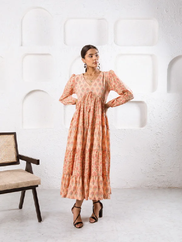 Wrap - Style Women Dress with Adjustable Fit for All Body Types Wrap - Style Women Dress with Adjustable Fit for All Body Types Jaypore Peach Dress - Hand Block Printed Tiered Dress Wrap - Style Women Dress with Adjustable Fit for All Body Types Wrap - Style Women Dress with Adjustable Fit for All Body Types Jaypore Peach Dress - Hand Block Printed Tiered Dress
